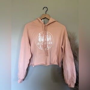 Bella Canvas Light Pink Cropped Michigan Hoodie